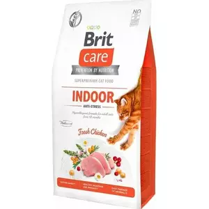 Sausais barības šķēlītis kaķiem VAFO PRAHS Brit Care Cat Grain-Free INDOOR ANTI-STRESS, vistas, junior, 2 kg