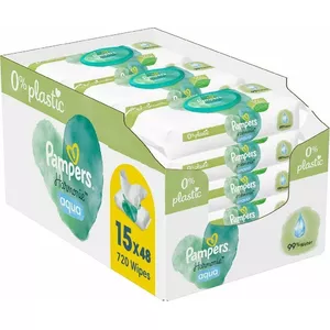 Pampers Harmonie Aqua Servetėlės Kūdikiams, 15 pakuočių, 720 servetėlių