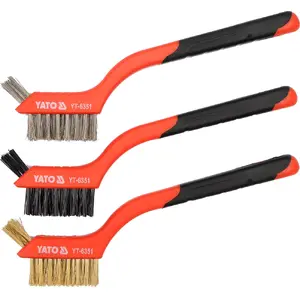 Wire brush YATO YT-6351 Black/Red ABS housing brass galvanized steel handle ABS synthetics