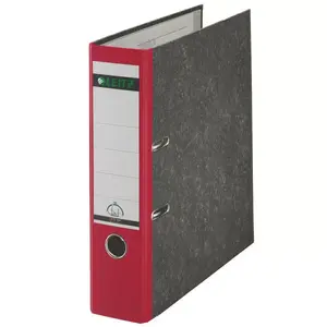 Lever arch file LEITZ A4 80 mm 180° ring binder, red, capacity 600 sheets