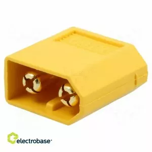 DC barošanas savienotājs Paps XT60 2 kontaktu PCB montāžai, dzeltens