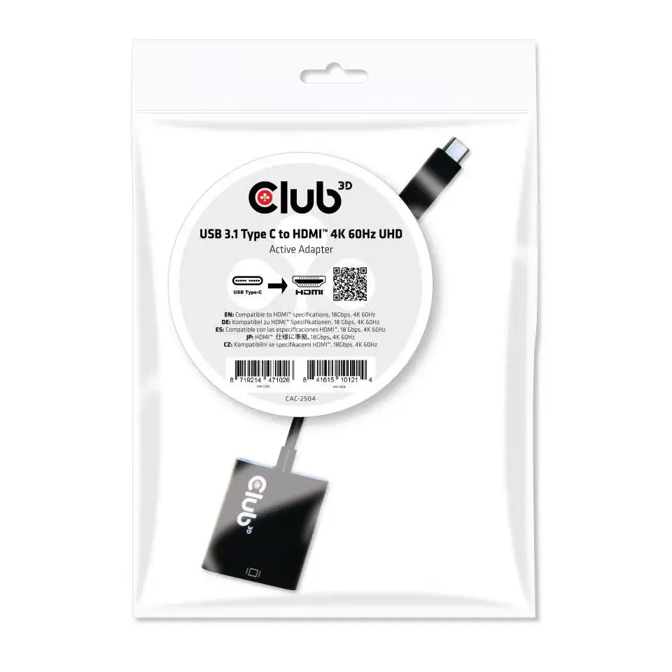 USB 3.1 Type C на HDMI 2.0 активный адаптер CLUB3D CAC-2504 Photo 2