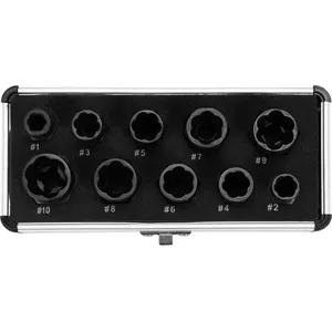 Screw extractor set Yato YT-06031 10 pcs Carbon steel Black