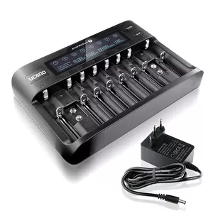 Battery charger everActive UC-800 AC 12V 3A — for LiFePO4/LiPo/NiMH, supports AA/AAA/9V, up to 10 batteries, 12 V input, built-in display, black
