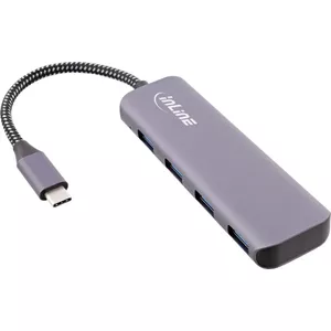 InLine USB 3.2 Хаб USB-C на 4x USB A 10Gb/s алюминий серый