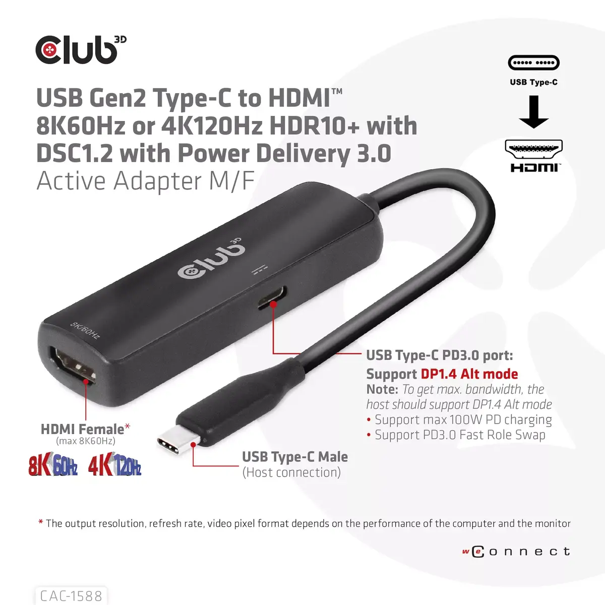 USB Gen2 Type-C to HDMI Adapter CLUB3D CAC-1588 Photo 5