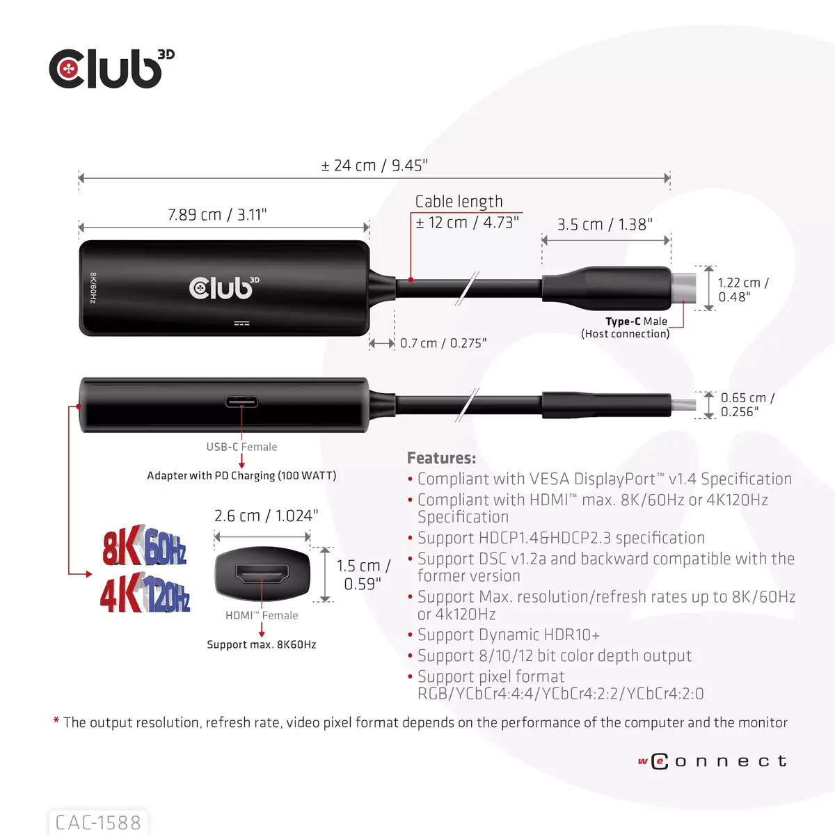USB Gen2 Type-C to HDMI Adapter CLUB3D CAC-1588 Photo 6