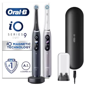 Electric toothbrush Oral-B iO 9 adult rotating, 2 handles, 2 brush heads, built-in battery, 3 h charge, Black/Rose