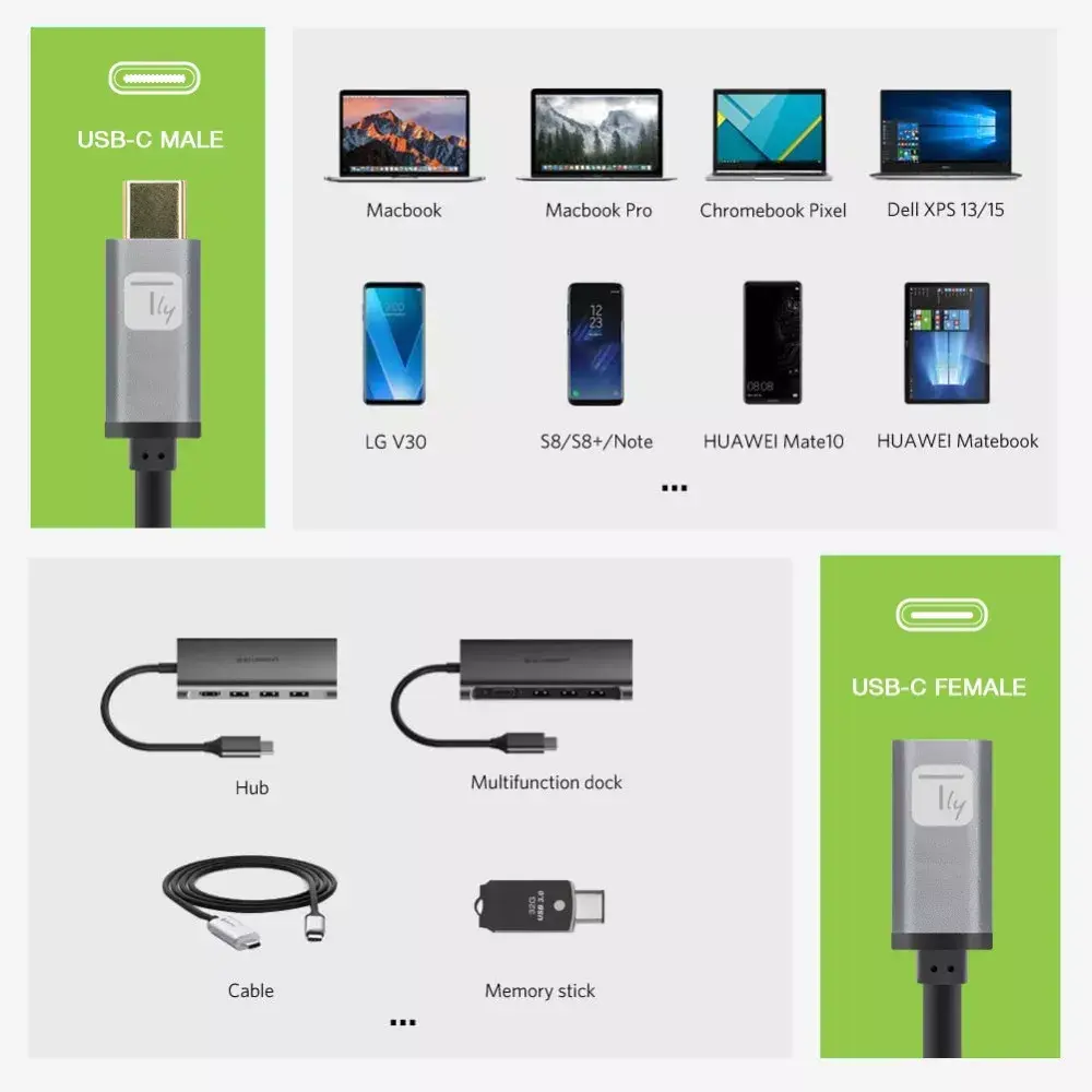 Techly USB 3.2 Gen 2 USB-C M/F Cable 1m Black Photo 8