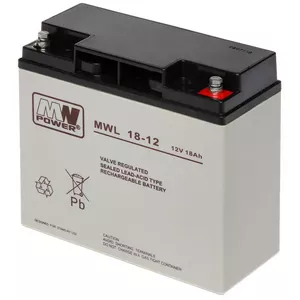 Hermētiskais svina-skābes VRLA AGM akumulators mpl power elektro MWL 18-12 12V 18Ah