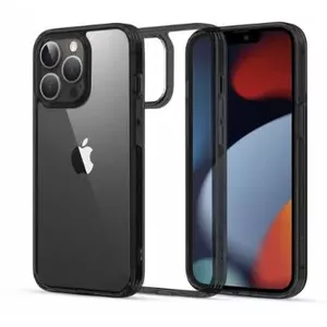 Hard Cover Fusion Case by iLike for iPhone 13 Pro — Transparent Back with Black Gel Frame