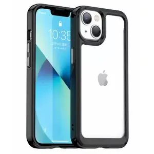 Жёсткий чехол iLike для iPhone 14 — прозрачный черный гелевый каркас