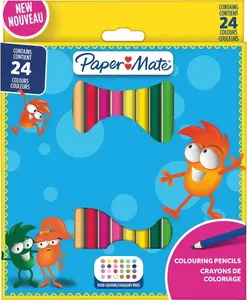 Krāsainie zīmuļi Paper Mate 2166489 — 24 krāsas, koka korpusi, standarta garums