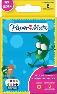 Vaska krītiņi Paper Mate 2168273 — 8 krāsas, standarta vaska nūjiņas zīmēšanai