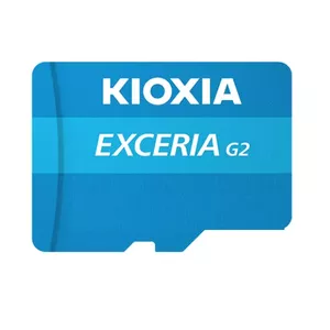 MicroSDHC memory card Kioxia EXCERIA G2 128 GB UHS-III U3 V30 A1, read 100 MB/s, write 50 MB/s, blue