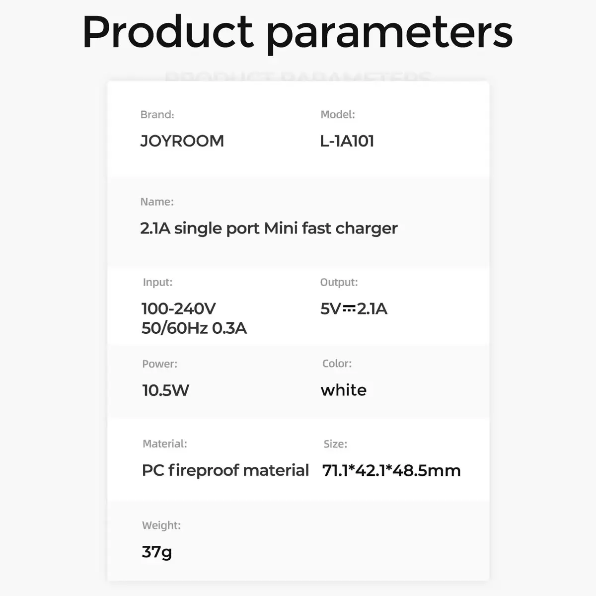 USB wall charger Joyroom L-1A101 2.1 A Photo 11