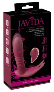 Бесконтактный силиконовый вибратор Javida RC — длина вала 14.5–15.5 см, вводимая 12–13 см, Ø до 3.2 см, 2 мотора, пульт