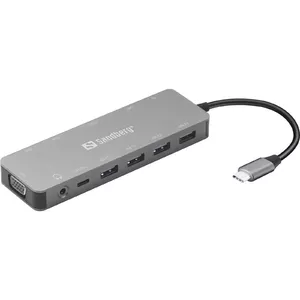 Sandberg USB-C 13-in-1 Travel Dock Dok-ligzda USB Veids-C Alumīnijs