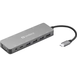 Sandberg USB-C 13-in-1 Travel Dock, USB Type-C, 100 W Power Delivery, Ethernet 1000 Mbit/s