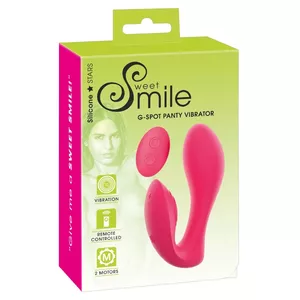 Трусики-вибратор G-spot Sweet Smile силиконовый розовый — 2 мотора, 10 режимов, перезаряжаемый, длина 12.8 см