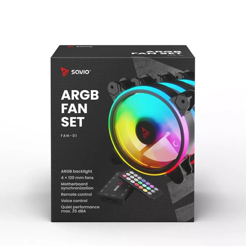 SAVIO FAN-01 120mm ARGB 4-pack with Controller Photo 2