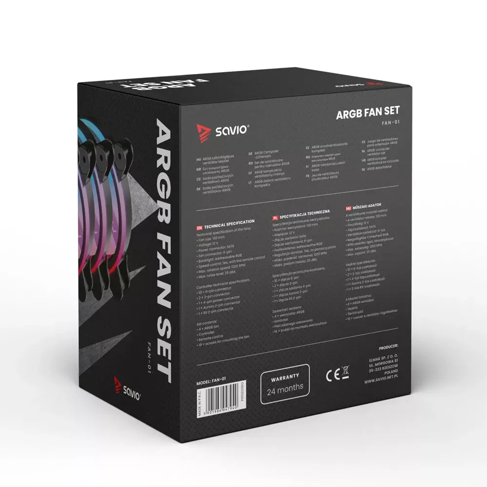 SAVIO FAN-01 120mm ARGB 4-pack with Controller Photo 4