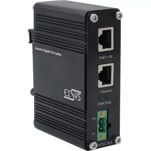 Industriālais Ethernet PoE++ sadalītājs 802.3at, 12VDC/36W, 10/100/1000Mbps (EX-60326)