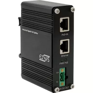 Industriālais Ethernet PoE+ sadalītājs 802.3at, 12VDC/20W, 10/100/1000Mbps (EX-60325)