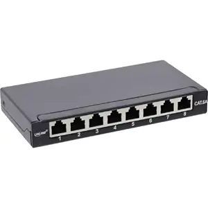 InLine Patch panel Cat.6A 0.5U 8-port black RAL9005