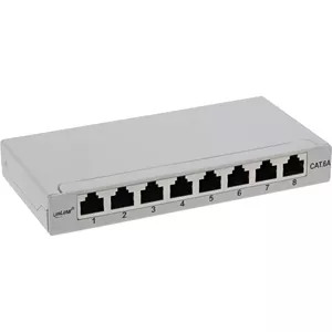 InLine Patch panel Cat.6A 0.5U 8-port wall mounting light grey RAL7035