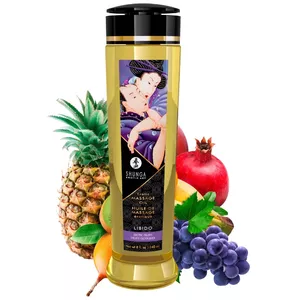 Masāžas eļļa Shunga Stimul 240 ml — sildoša, vegāniska, persiku aromāts, ar E vitamīnu