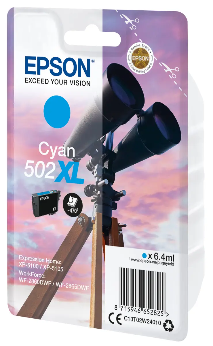 Epson 502XL augstas ietilpības ciāna tintes