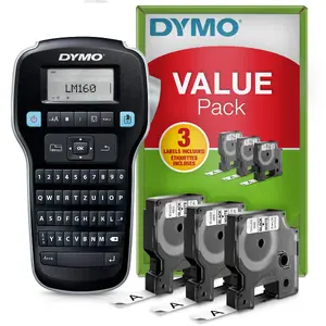 Термотрансферный принтер этикеток DYMO LabelManager 160 Valuepack 160 x 160 DPI 12 мм/с Клавиатура QWERTZ Ленты D1 Черный и серебристый