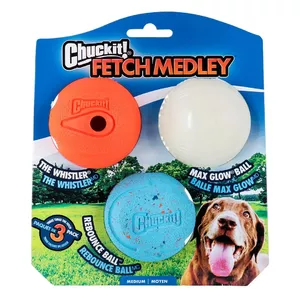 Suņu apmācības rotaļu komplekts chuckit! Fetch Medley Medium 3 gab. – vidēja izmēra bumbiņas un rotaļlietas