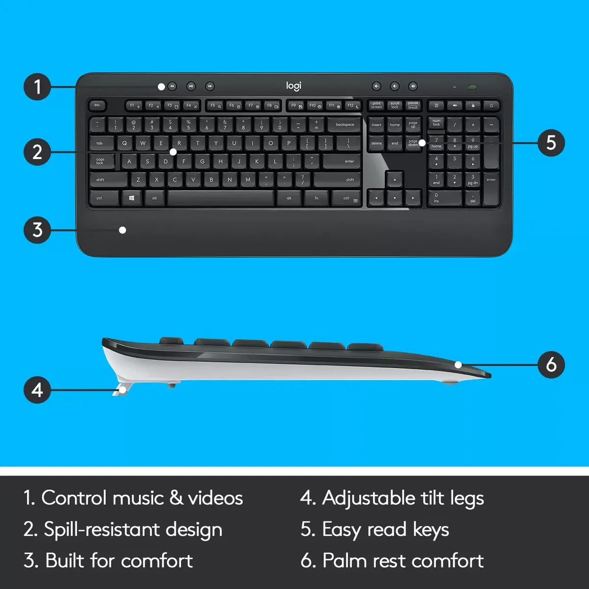 Bezvadu tastatūras un peles komplekts Logitech MK540 ADVANCED Photo 15