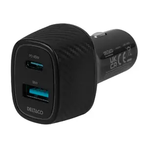Car Charger Deltaco USBC-CAR123 Universal Fast Charging Black