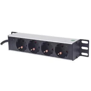 Barošanas lente INTELLINET 10" 1U ierīcei, 4 kontaktdakšas Type F, 250 V, 15 A, kabelis 1.8 m, pelēka