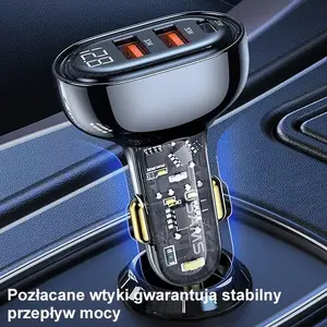 Автомобильное зарядное устройство usams CC159CC02 — 2×USB-A и 1×USB-C, суммарная мощность до 80W