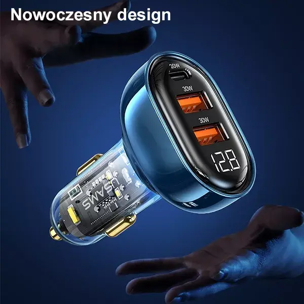 Авто зарядка usams CC159CC02 — 2×USB + 1×USB-C, 80W Photo 3