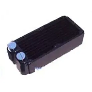 Radiator MagiCool LC-RADI80x2 — brass/copper computer liquid-cooling radiator, 113×160×46 mm, black
