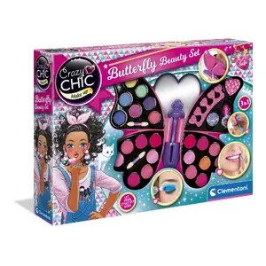 Детский набор косметики Clementoni Crazy Chic Butterfly 4 в 1 — игровой набор с блёстками, блеском для губ, тенями (6+)