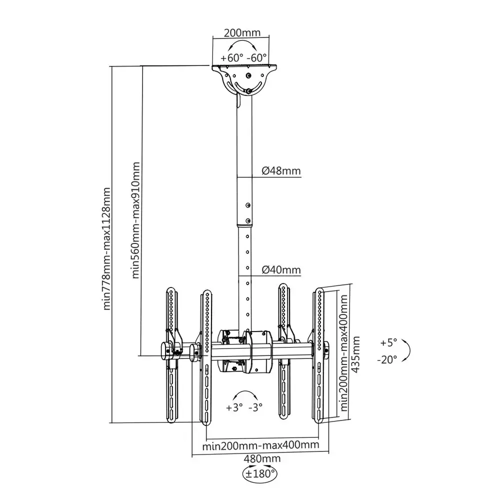 Techly Telescopic Universal Ceiling Support ICA-CPLB 944D Photo 4