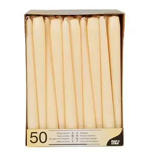 Vaska cilindriskās sveces Papstar 25 cm augstums, 2,2 cm diametrā, 50 gab.