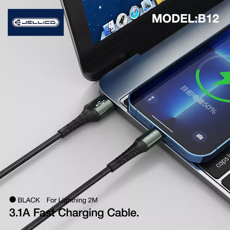 Jellico B12LIGBK Lightning — USB kabelis 2 m Photo 3