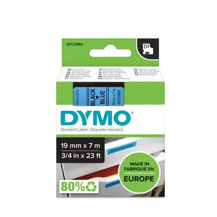 Лента для этикеток DYMO D1 Standard Черная на синем 19мм Photo 2