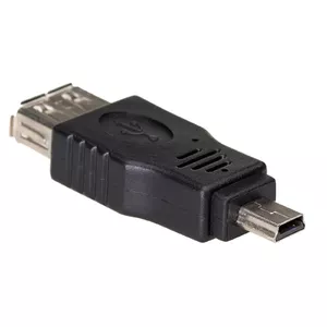 Akyga adapter AK-AD-07 USB A (female) to USB mini B 5-pin, black, nickel-plated contacts