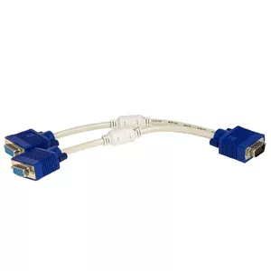 Переходник-кабель Akyga AK-AD-20 VGA Y, VGA (шт.) → 2× VGA (гн.), 0,15 м, белый