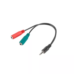 Audio adapter cable LANBERG AD-0023-BK — 3.5 mm male to 2×3.5 mm female, 0.2 m, black
