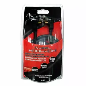 HDMI kabelis ART AL-05 leņķveida, HDMI 1.4 M–M, 1,5 m, melns