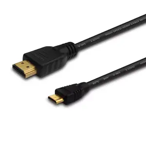 HDMI kabelis SAVIO CL-09, 1.5 m, HDMI Type A (vīrietis) — HDMI Type C (mini) (vīrietis), HDMI 1.4, 4096×2160, zelta pārklājuma kontakti, melns